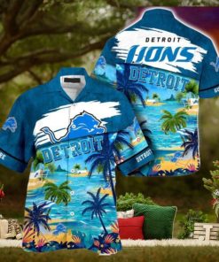 NFL Detroit Lions Custom Name Coconut Beach Hawaiian Shirt