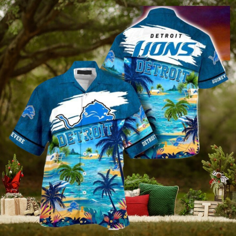 NFL Detroit Lions Custom Name Coconut Beach Hawaiian Shirt NFL Detroit Lions Custom Name Coconut Beach Hawaiian Shirt