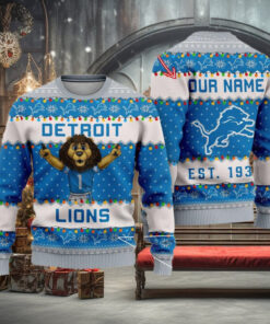 NFL Detroit Lions Cute Mascot Custom Ugly Christmas Sweater