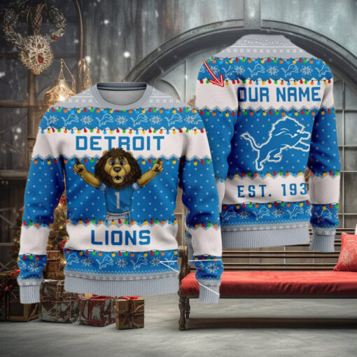 NFL Detroit Lions Cute Mascot Custom Ugly Christmas Sweater