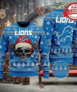 NFL Detroit Lions Golden Skull Christmas Ugly Sweater