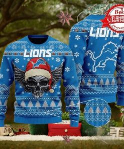 NFL Detroit Lions Golden Skull Christmas Ugly Sweater