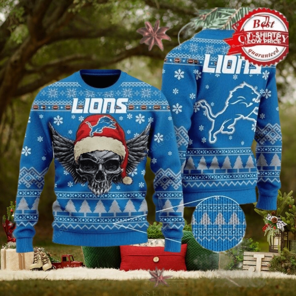 NFL Detroit Lions Golden Skull Christmas Ugly Sweater NFL Detroit Lions Golden Skull Christmas Ugly Sweater