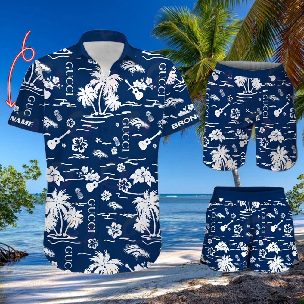 NFL Detroit Lions Gucci Logo Pattern Hawaiian Shirt & Shorts