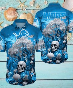 NFL Detroit Lions Halloween Skull Pumpkin Hawaiian Shirt