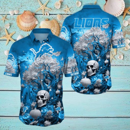 NFL Detroit Lions Halloween Skull Pumpkin Hawaiian Shirt