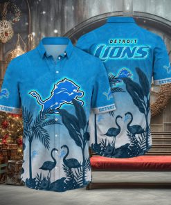 NFL Detroit Lions Hawaii Shirt Flamingo And Flower Funny Aloha Shirt