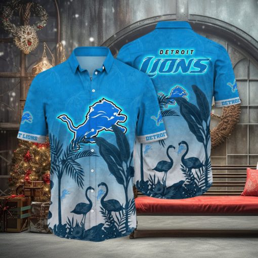 NFL Detroit Lions Hawaii Shirt Flamingo And Flower Funny Aloha Shirt