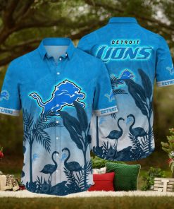 NFL Detroit Lions Hawaii Shirt Flamingo And Flower Funny Aloha Shirt