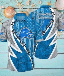 NFL Detroit Lions Hawaiian Shirt 3D Printed Graphic American Flag Print This Summer Gift For Fans