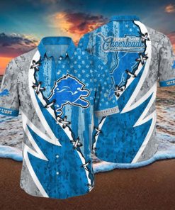 NFL Detroit Lions Hawaiian Shirt 3D Printed Graphic American Flag Print This Summer Gift For Fans