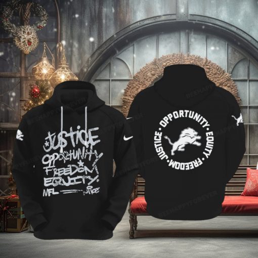 NFL Detroit Lions Justice Opportunity Equity Freedom Hoodie