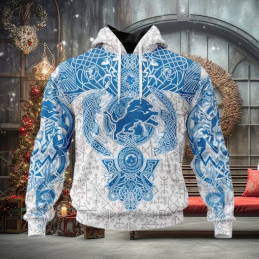 NFL Detroit Lions Norse Viking Symbols 3D Hoodie