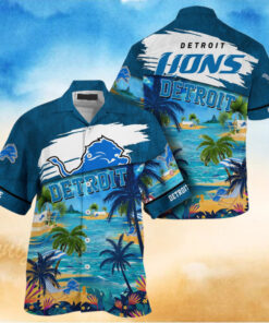 NFL Detroit Lions Palm Tree Hot Summer Hawaiian Shirt Gifts Sport Fans