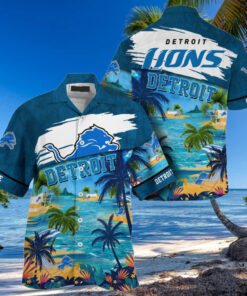 NFL Detroit Lions Palm Tree Hot Summer Hawaiian Shirt Gifts Sport Fans