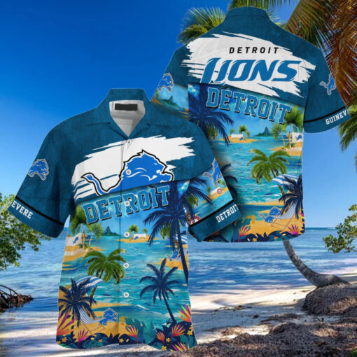 NFL Detroit Lions Palm Tree Hot Summer Hawaiian Shirt Gifts Sport Fans