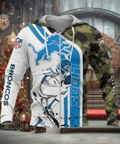 NFL Detroit Lions White Blue Camo Zip Up Hoodie