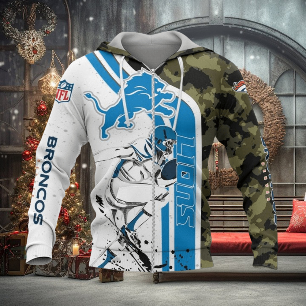 NFL Detroit Lions White Blue Camo Zip Up Hoodie NFL Detroit Lions White Blue Camo Zip Up Hoodie