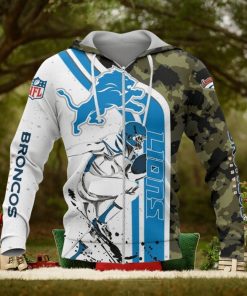 NFL Detroit Lions White Blue Camo Zip Up Hoodie