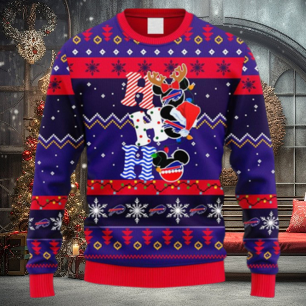 NFL Fans Buffalo Bills HoHoHo Mickey Christmas Ugly Sweater For Men Women NFL Fans Buffalo Bills HoHoHo Mickey Christmas Ugly Sweater For Men Women