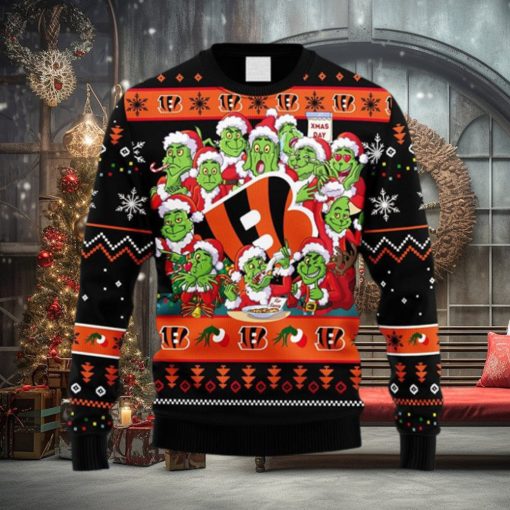 NFL Fans Cincinnati Bengals 12 Grinch Xmas Day Christmas Ugly Sweater For Men Women