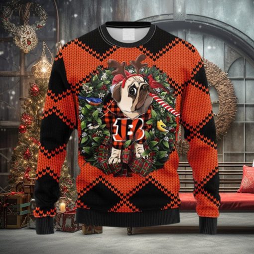 NFL Fans Cincinnati Bengals Pub Dog Christmas Ugly Sweater For Men Women