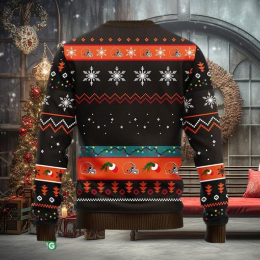 NFL Fans Cleveland Browns 12 Grinch Xmas Day Christmas Ugly Sweater For Men Women