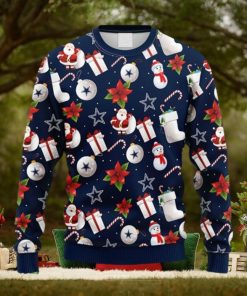 NFL Fans Dallas Cowboys Santa Claus Snowman Christmas Ugly Sweater For Men Women