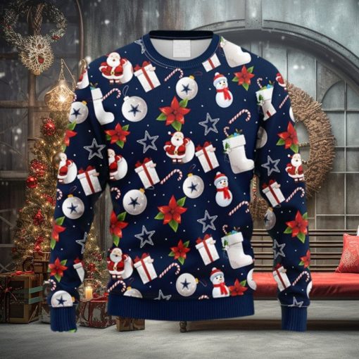 NFL Fans Dallas Cowboys Santa Claus Snowman Christmas Ugly Sweater For Men Women