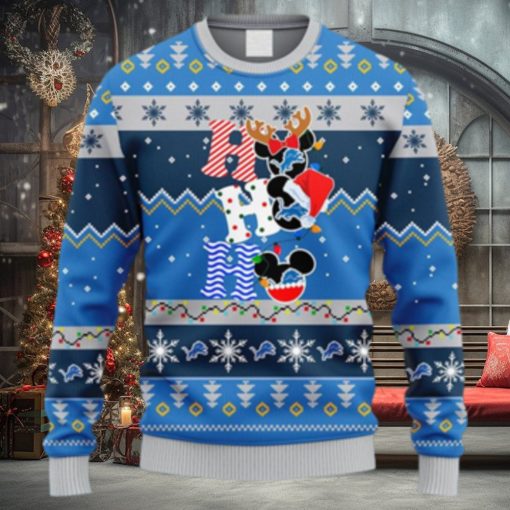 NFL Fans Detroit Lions HoHoHo Mickey Christmas Ugly Sweater For Men Women