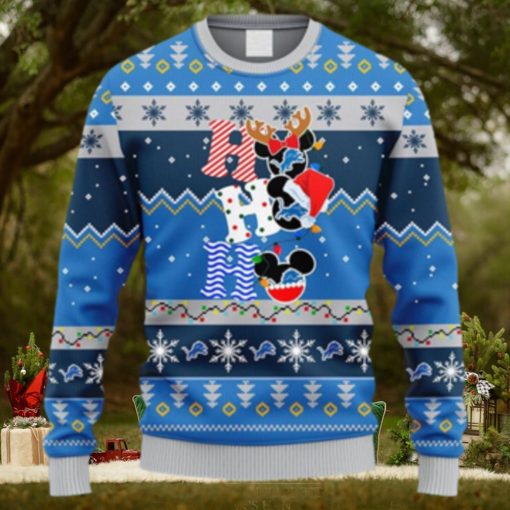 NFL Fans Detroit Lions HoHoHo Mickey Christmas Ugly Sweater For Men Women