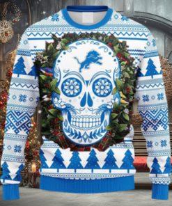 NFL Fans Detroit Lions Skull Flower Ugly Christmas Ugly Sweater For Men Women