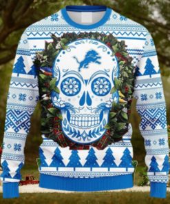 NFL Fans Detroit Lions Skull Flower Ugly Christmas Ugly Sweater For Men Women