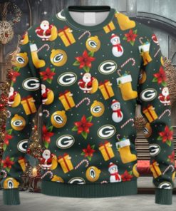 NFL Fans Green Bay Packers Santa Claus Snowman Christmas Ugly Sweater For Men Women
