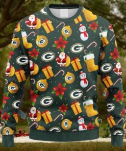 NFL Fans Green Bay Packers Santa Claus Snowman Christmas Ugly Sweater For Men Women