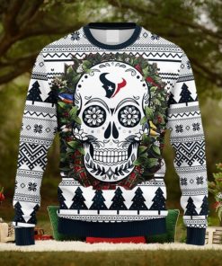 NFL Fans Houston Texans Skull Flower Ugly Christmas Ugly Sweater For Men Women