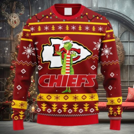 NFL Fans Kansas City Chiefs Funny Grinch Christmas Ugly Sweater For Men Women