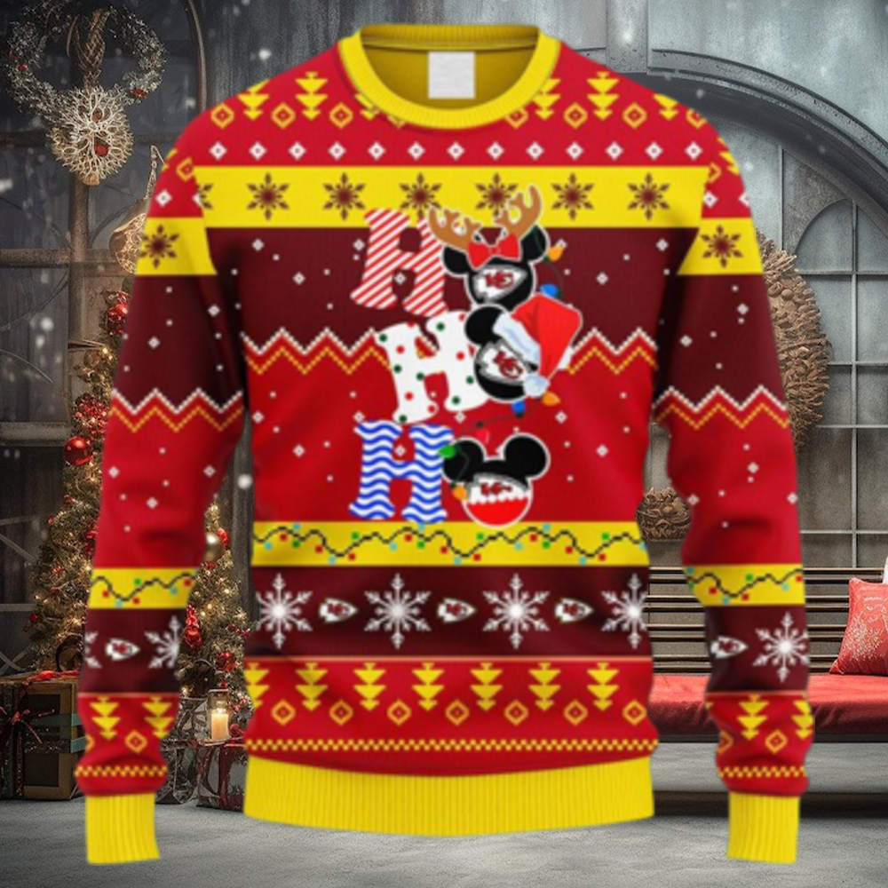 NFL Fans Kansas City Chiefs HoHoHo Mickey Christmas Ugly Sweater For Men Women NFL Fans Kansas City Chiefs HoHoHo Mickey Christmas Ugly Sweater For Men Women