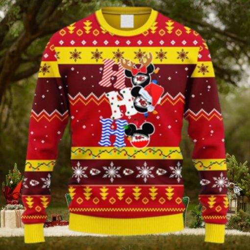 NFL Fans Kansas City Chiefs HoHoHo Mickey Christmas Ugly Sweater For Men Women
