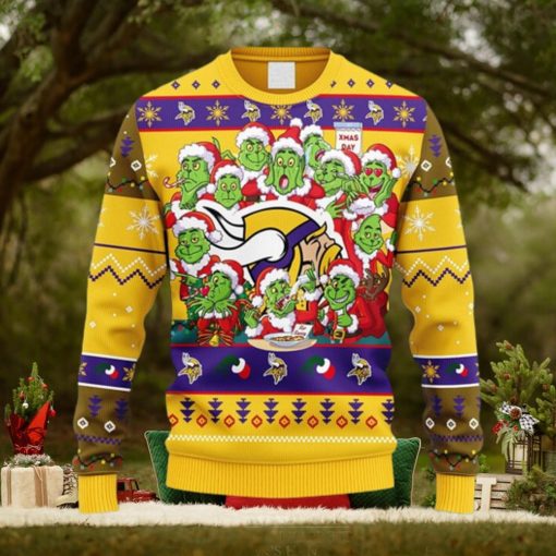 NFL Fans Minnesota Vikings 12 Grinch Xmas Day Christmas Ugly Sweater For Men Women