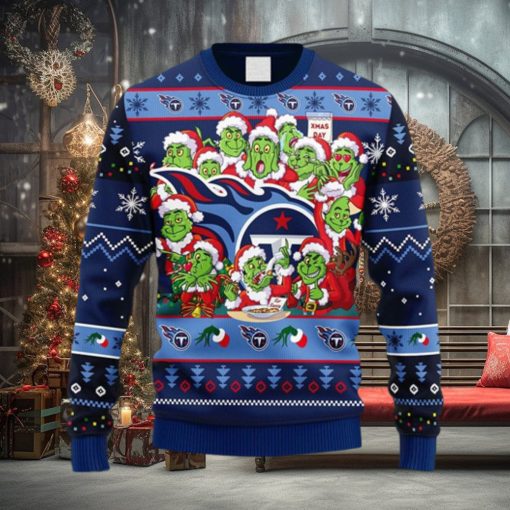NFL Fans Tennessee Titans 12 Grinch Xmas Day Christmas Ugly Sweater For Men Women