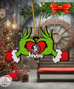 NFL Florida State Seminoles And Grinch Xmas Ornament Custom Your Name 2023 Christmas Tree Decorations