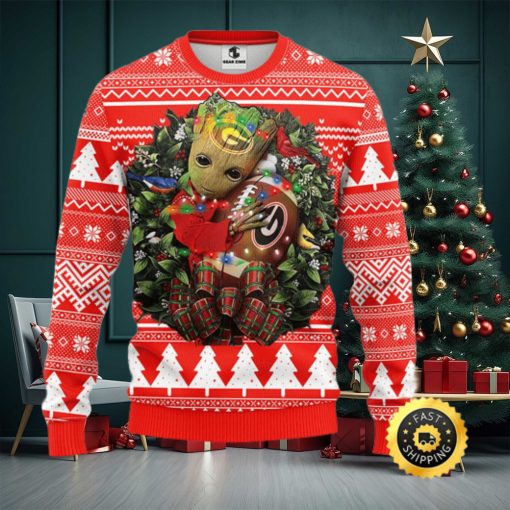 NFL Georgia Bulldogs Groot Hug Christmas Ugly Sweater