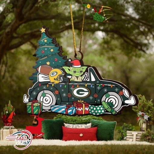 NFL Green Bay Packers And Baby Yoda Christmas Ornament 2023 Christmas Tree Decorations