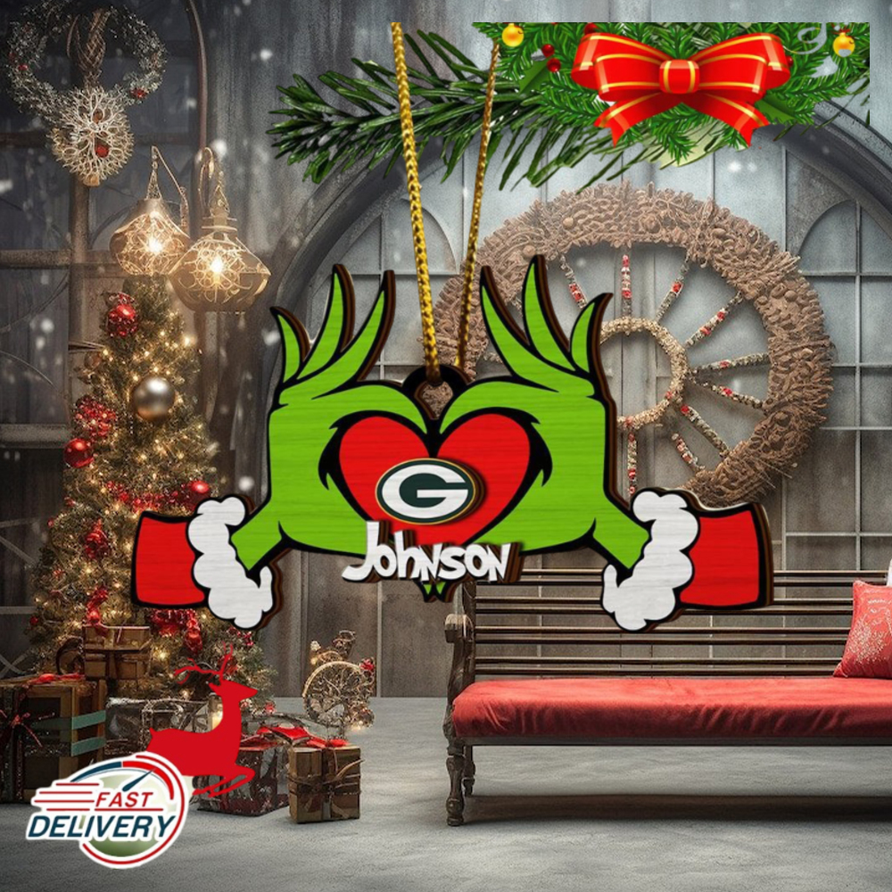 NFL Green Bay Packers And Grinch Xmas Ornament Custom Your Name 2023 Christmas Tree Decorations NFL Green Bay Packers And Grinch Xmas Ornament Custom Your Name 2023 Christmas Tree Decorations