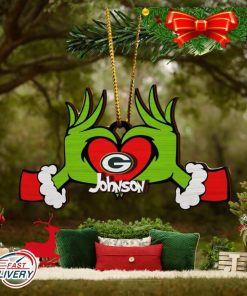 NFL Green Bay Packers And Grinch Xmas Ornament Custom Your Name 2023 Christmas Tree Decorations
