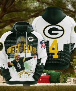 NFL Green Bay Packers Brett Favre Dark Green White Pullover Hoodie