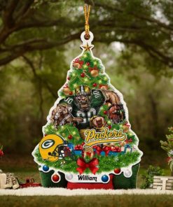 NFL Green Bay Packers Custom Name Mascot Christmas 2023 Tree Shaped Ornament