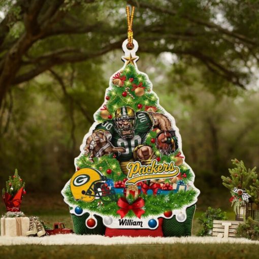 NFL Green Bay Packers Custom Name Mascot Christmas 2023 Tree Shaped Ornament