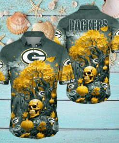 NFL Green Bay Packers Halloween Skull Pumpkin Hawaiian Shirt